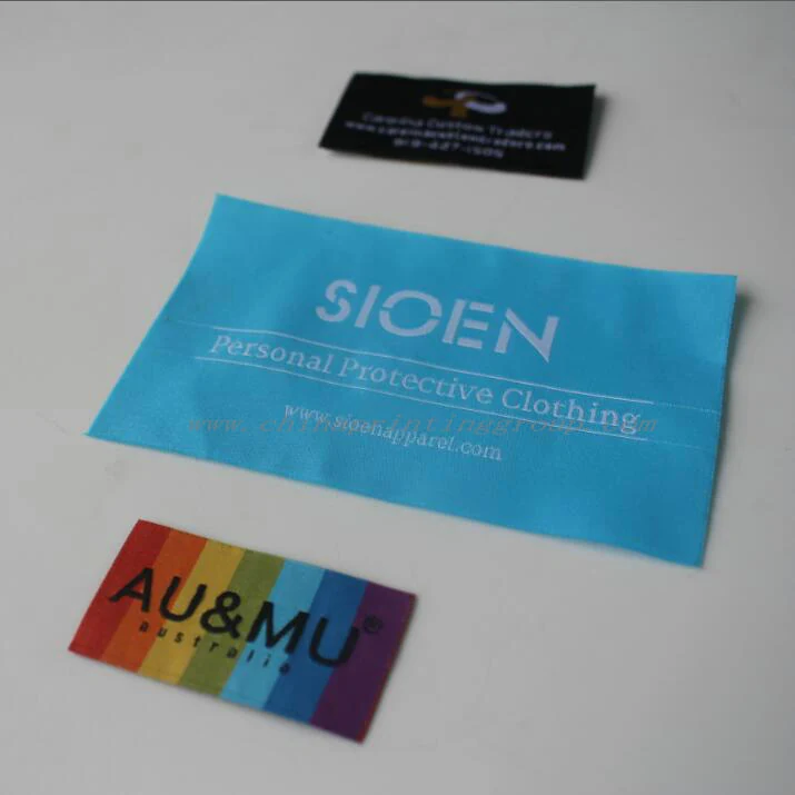 Close view of a woven label edge finished by ultrasonic cut