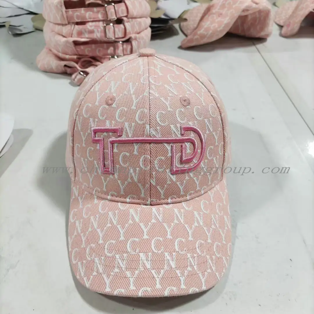 Rear view of custom baseball cap showing hook and loop closure