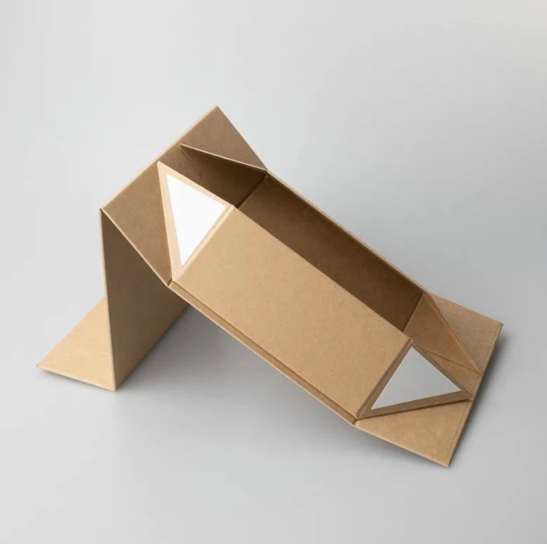 Magnetic flap detail on a book shape packaging box