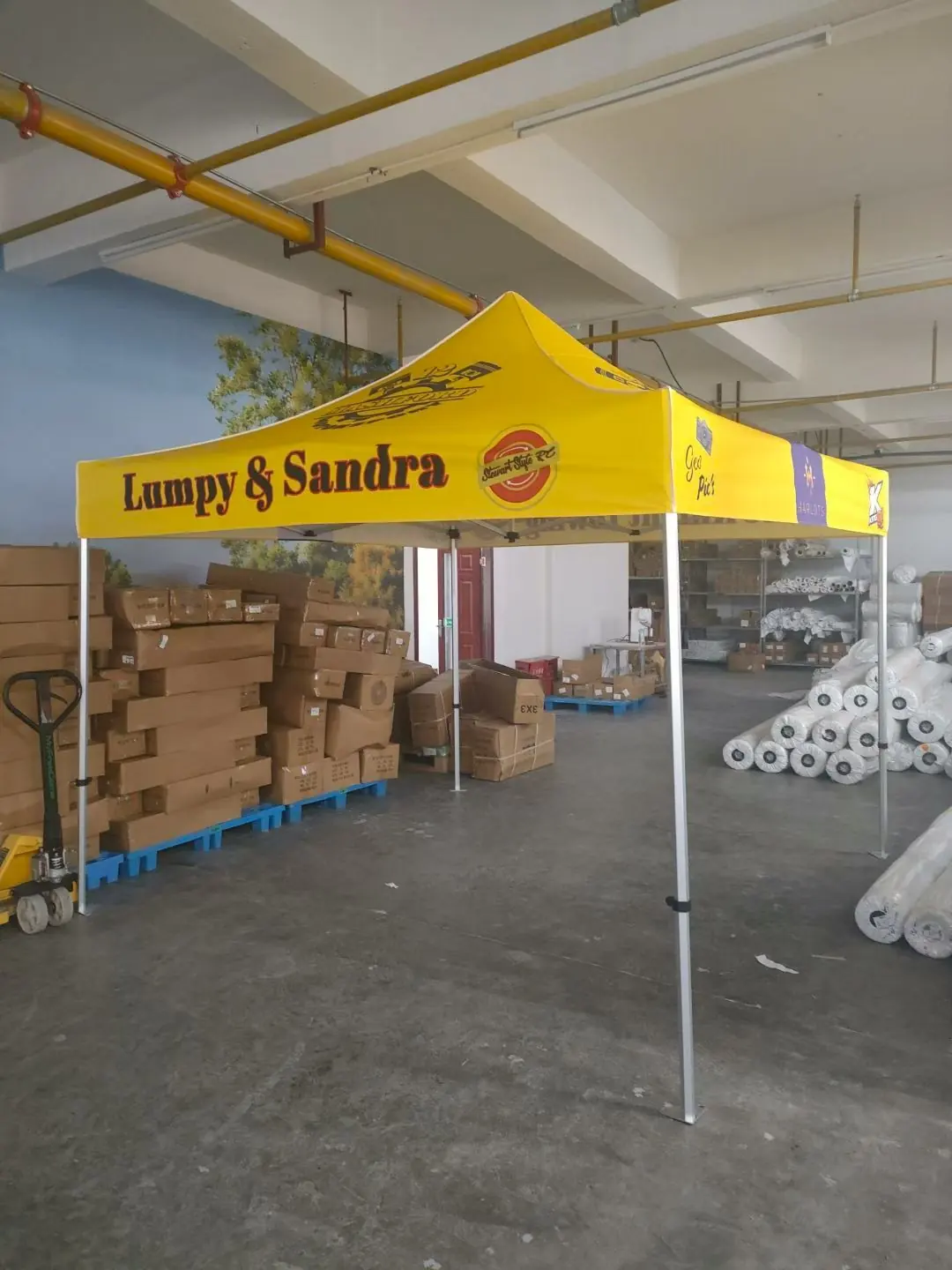Printed canopy tent valance showing dye-sublimation full colour branding