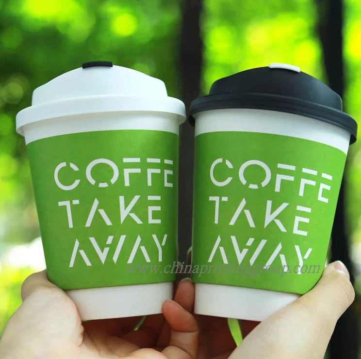 Kraft paper double wall coffee cup with custom branding