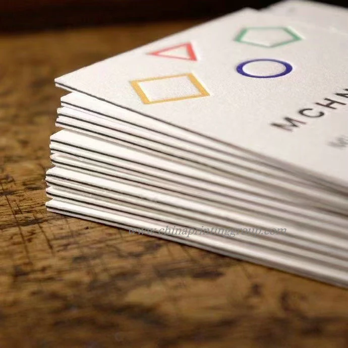 Custom letterpress business card printed on cotton cardboard paper