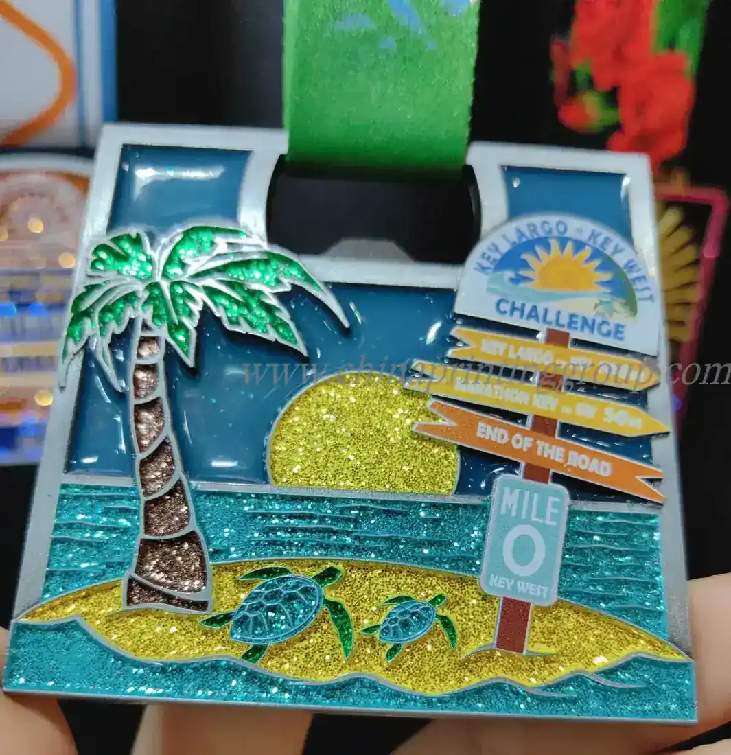 Set of gold silver and bronze custom award medals