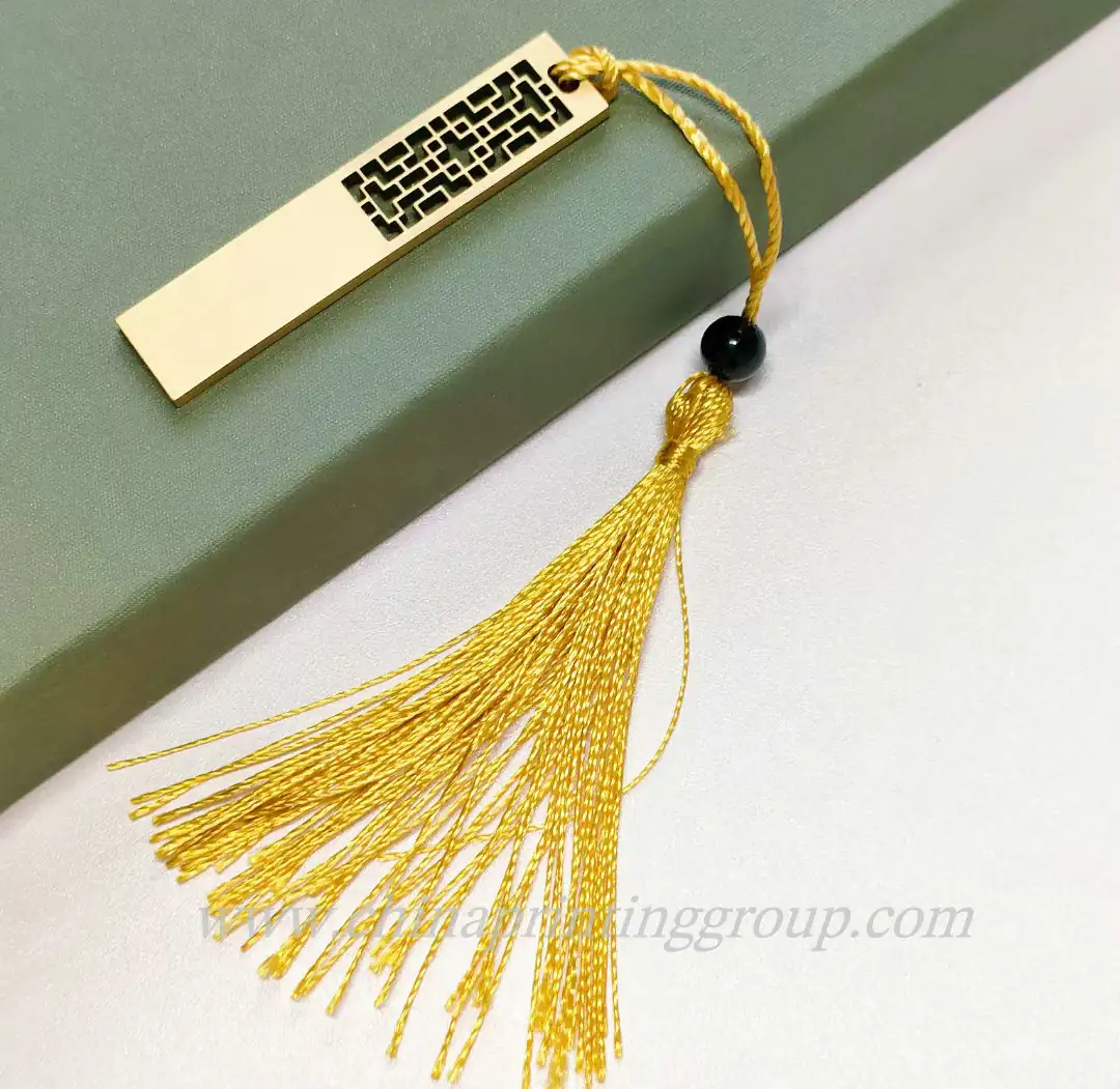 Stainless steel bookmark with soft enamel colour fill and tassel