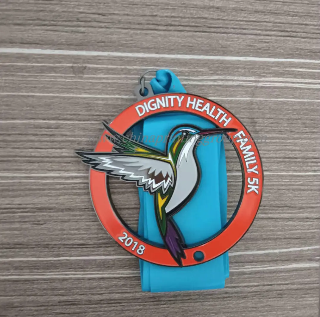 Zinc alloy keyrings with rainbow plated finish