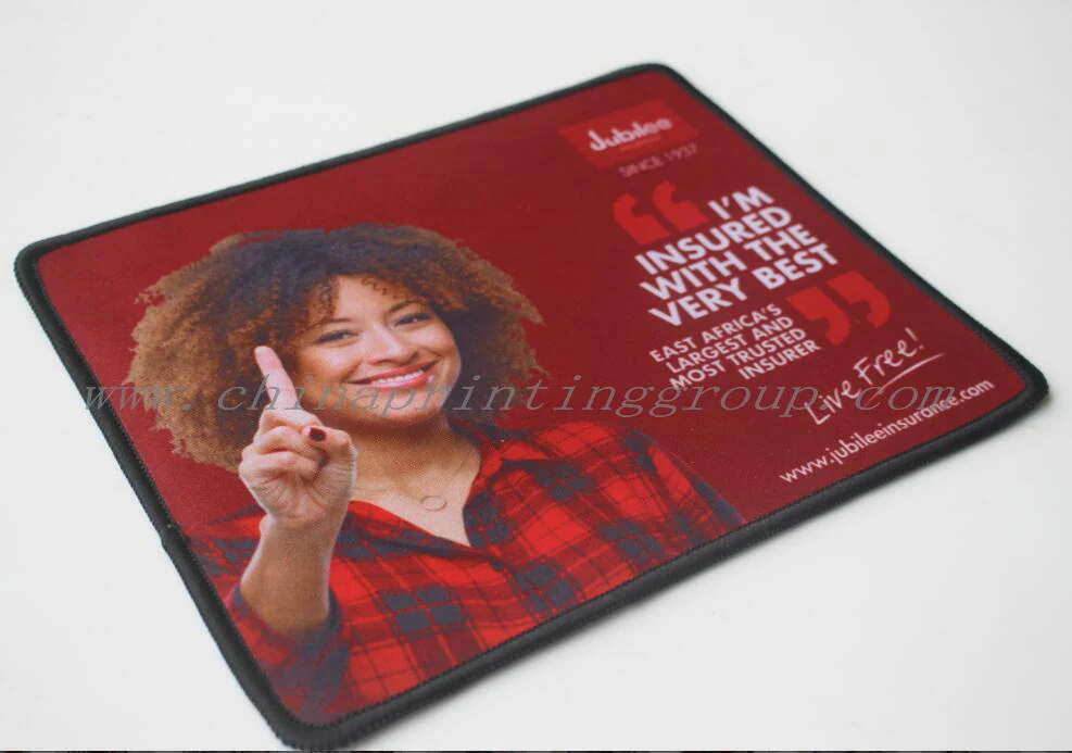 Underside of custom mouse pad showing natural rubber non-slip base
