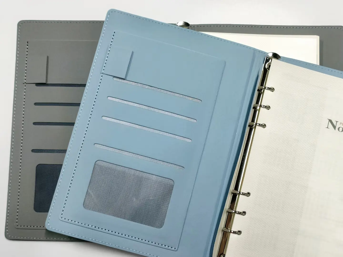 Branded custom notebook shown with gift box packaging