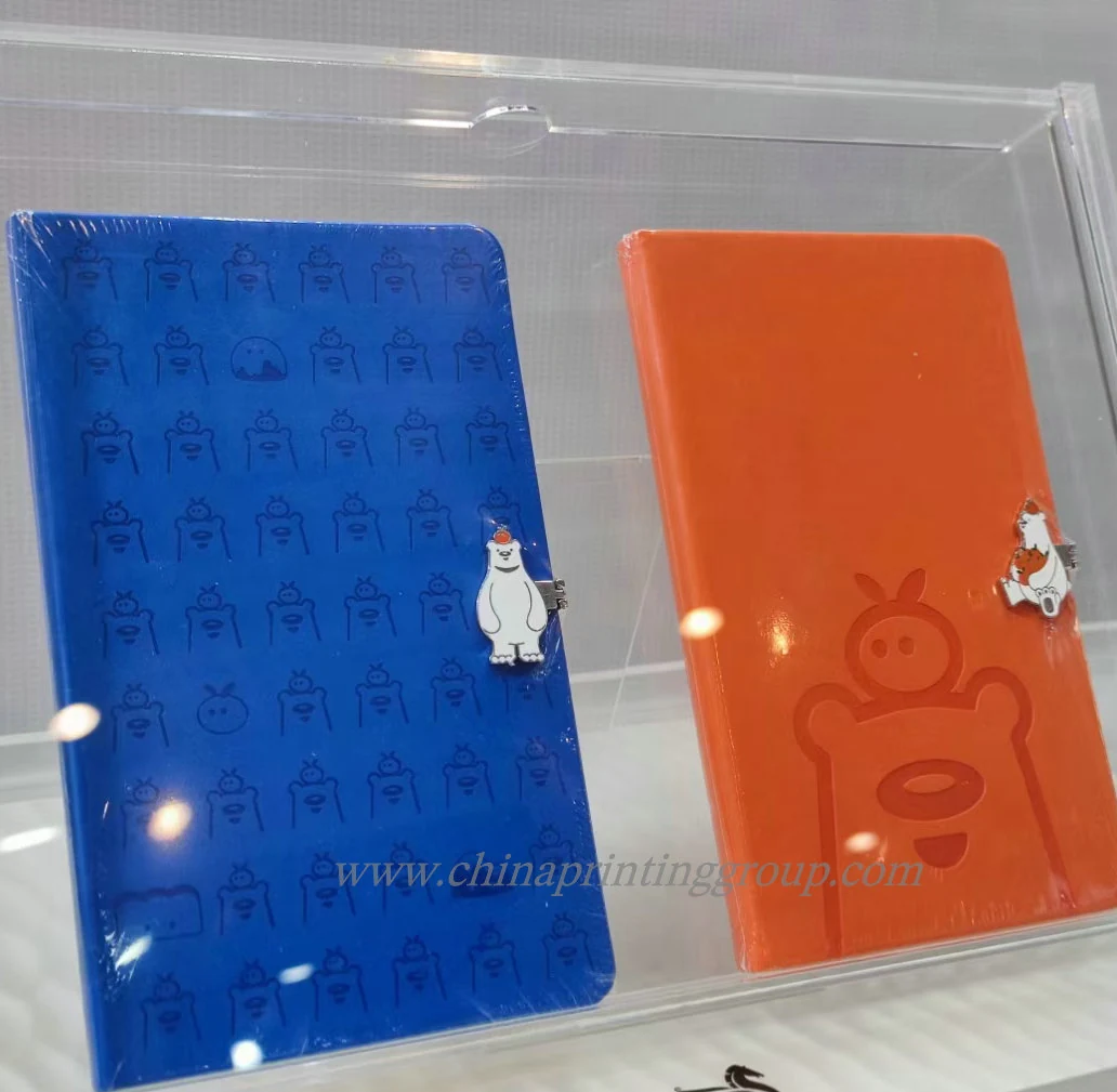 Custom printed notebook with debossed logo on a soft PU cover
