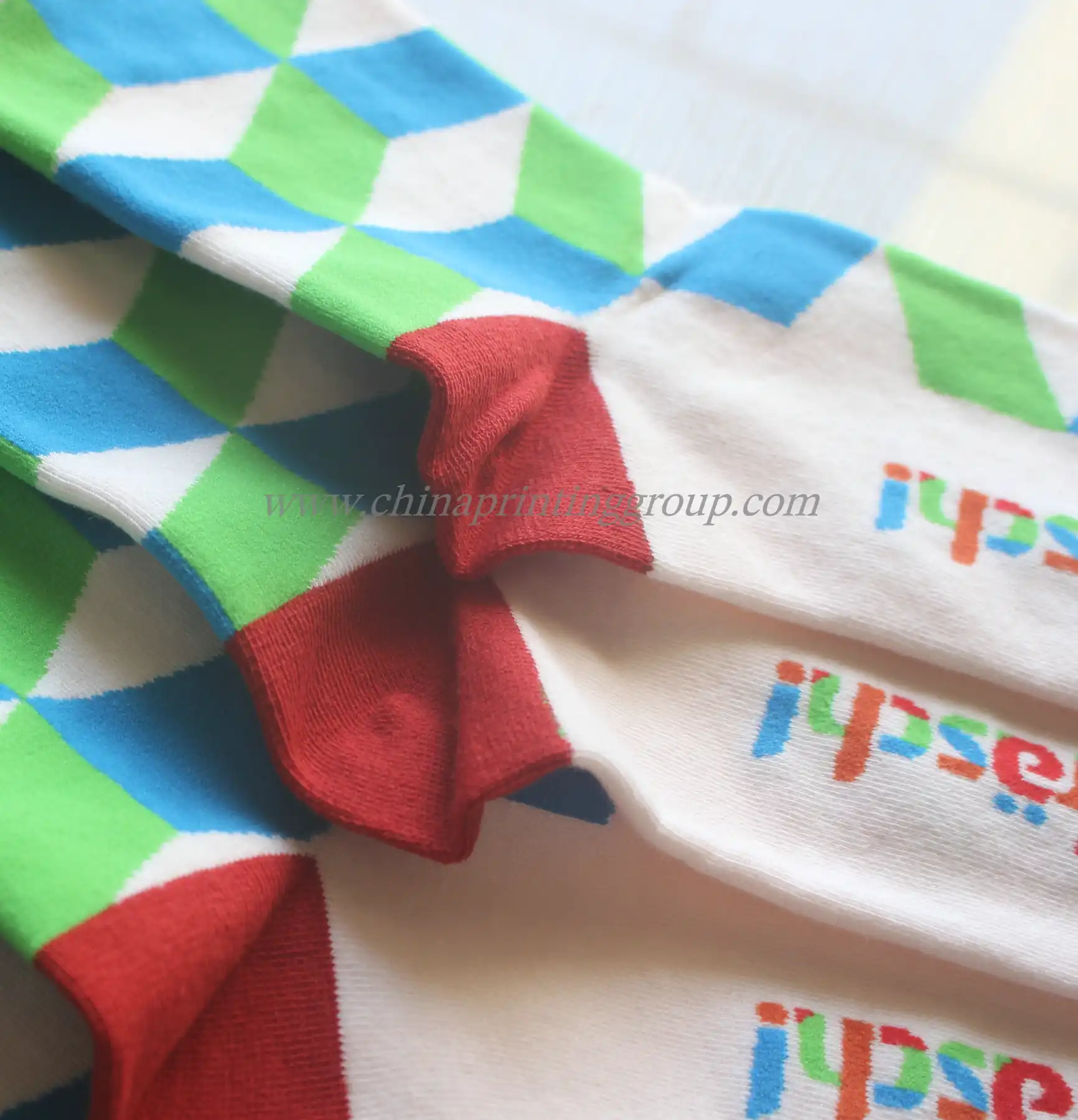 Custom printed sport socks packed in individual polybags