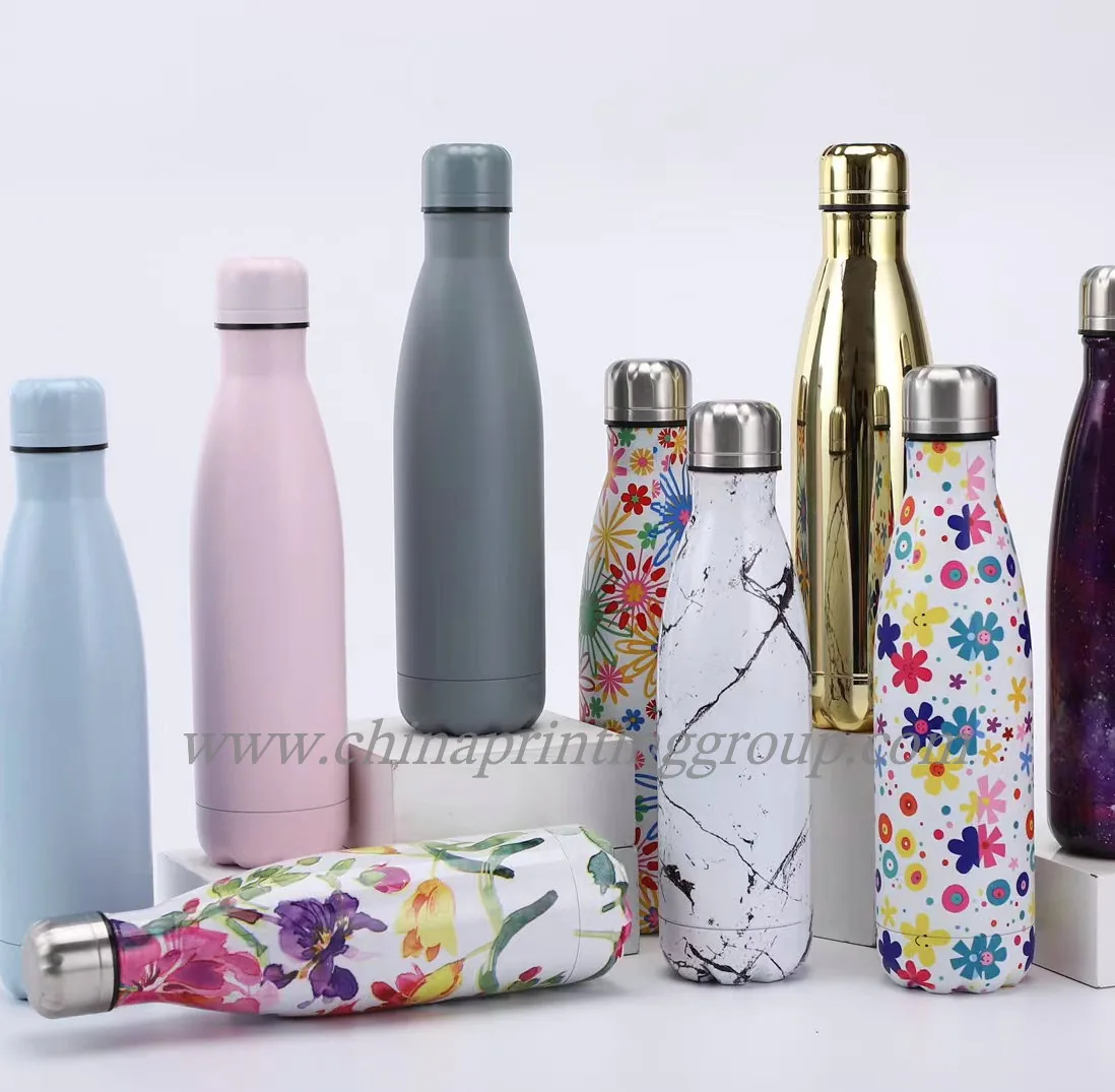 Stainless steel vacuum bottle with custom printed logo