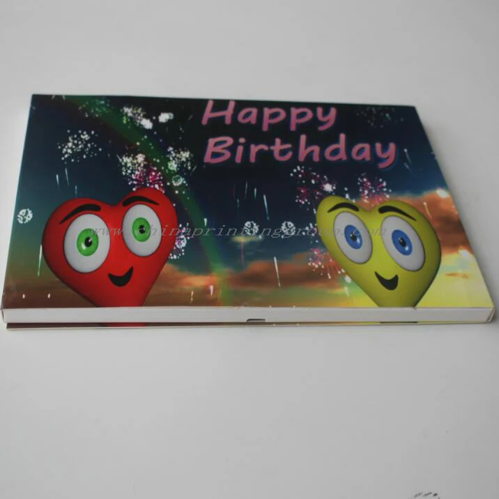 Printed video greeting card with a small screen and control buttons