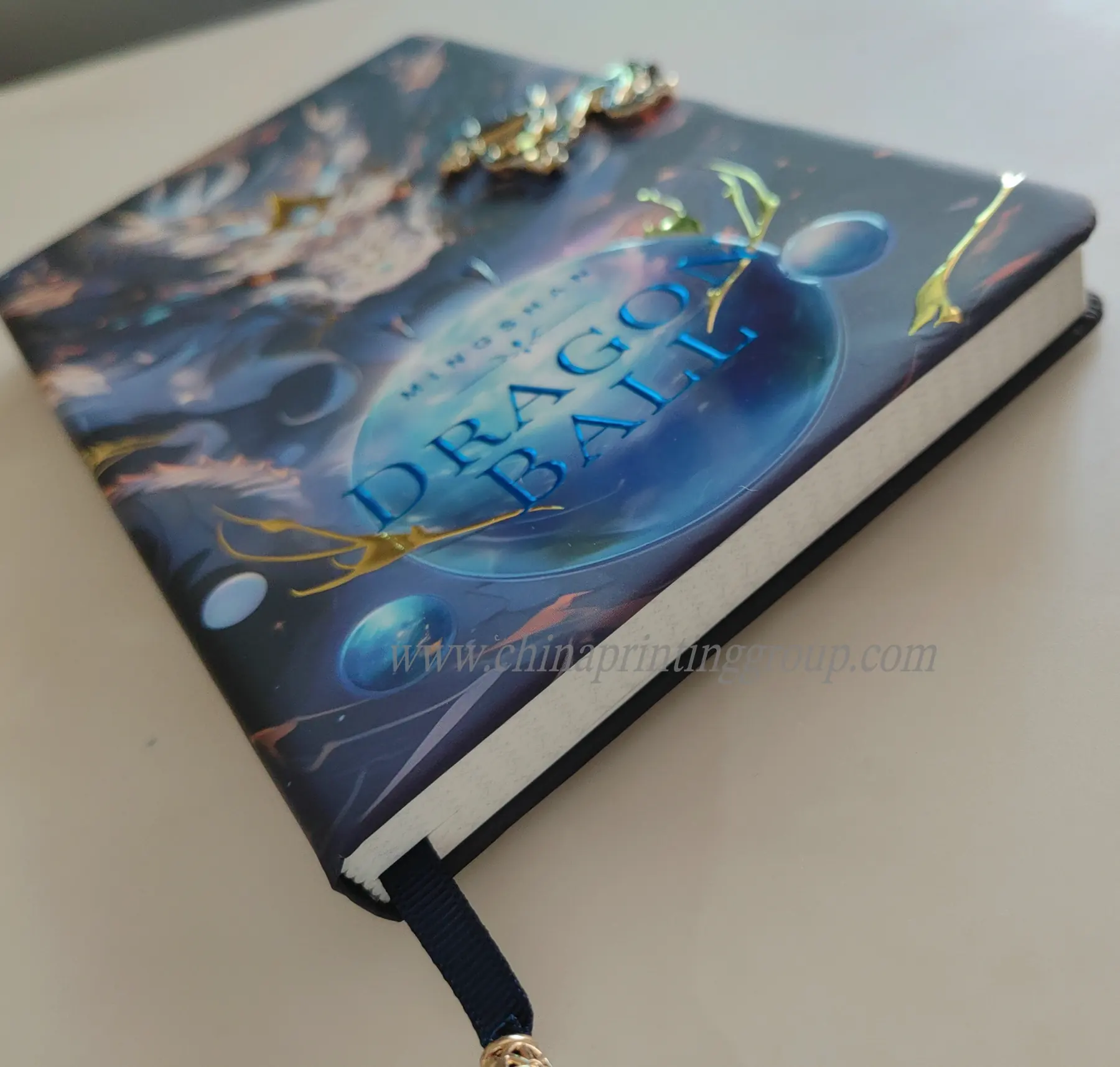 Customised PU leather A5 notebook with gold metal lock closure and branded tag