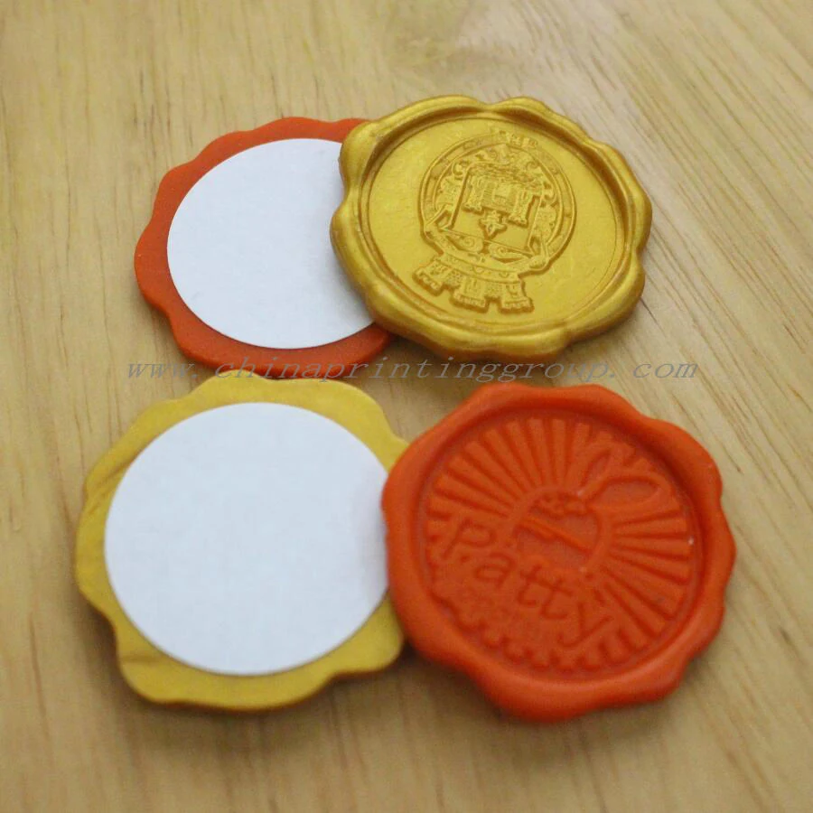 Custom wax seal stickers with stamped logo for envelopes