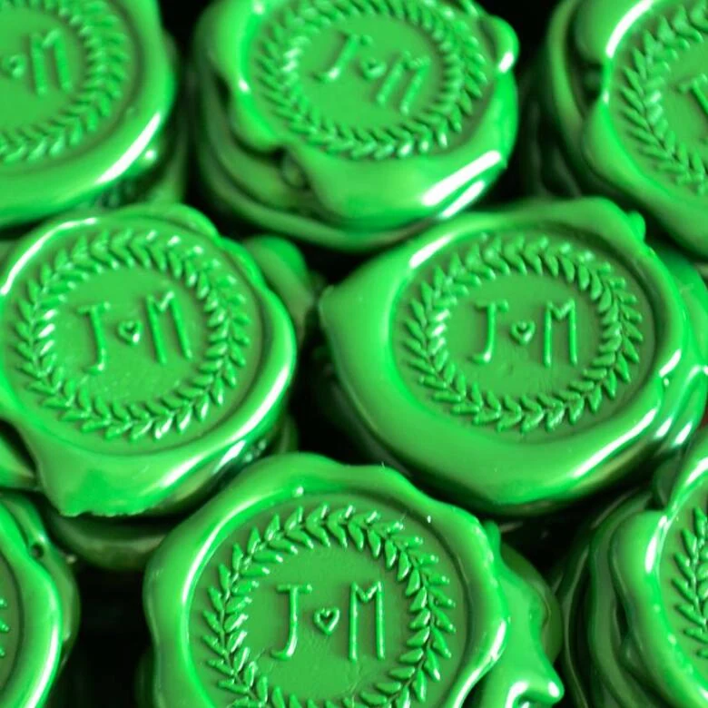 Sheet of adhesive backed wax seal labels