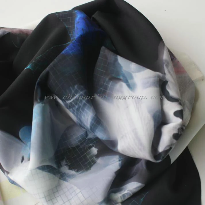 Close view of inkjet printed fabric surface and weave