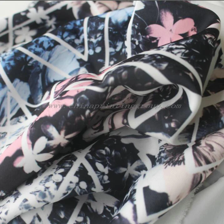 Digital printed silk fabric showing fine pattern detail