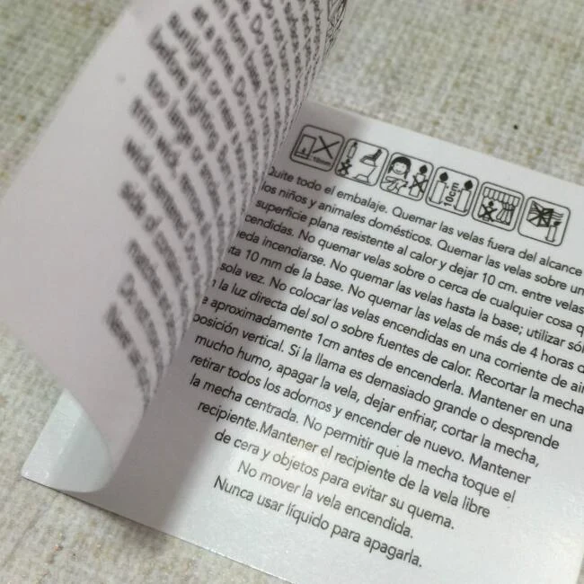 Close view of layered double sided label edge showing thickness
