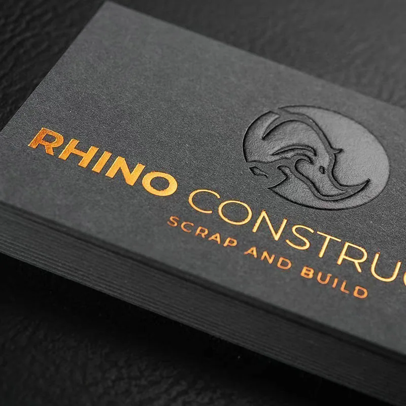 Letterpress printed name card showing deep debossed lettering