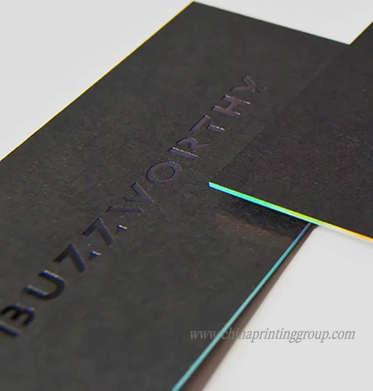 Fancy paper embossed business card front and reverse