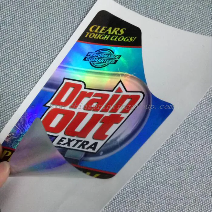Die cut hologram stickers showing iridescent colour shift