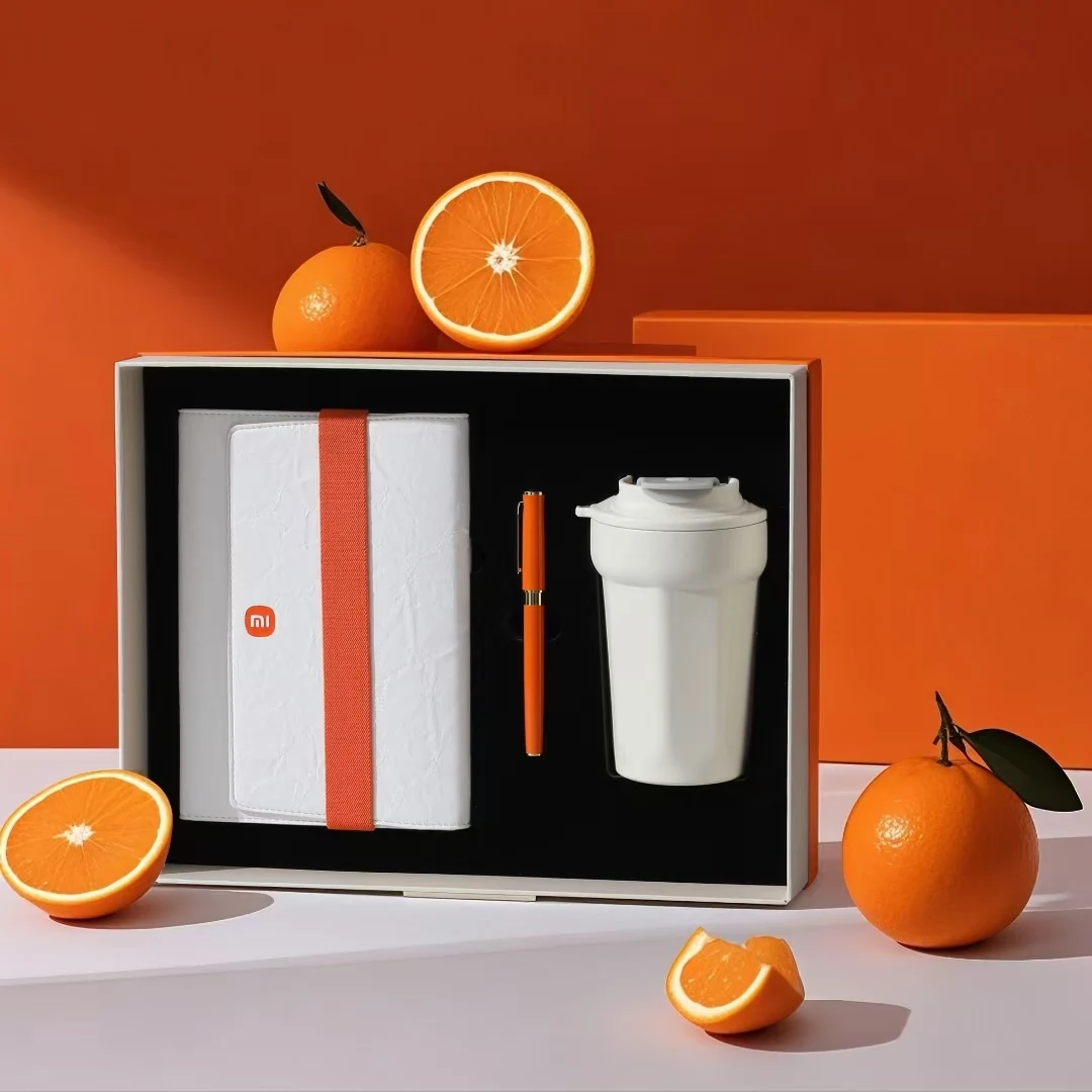 Corporate giveaway set with printed logo on each item