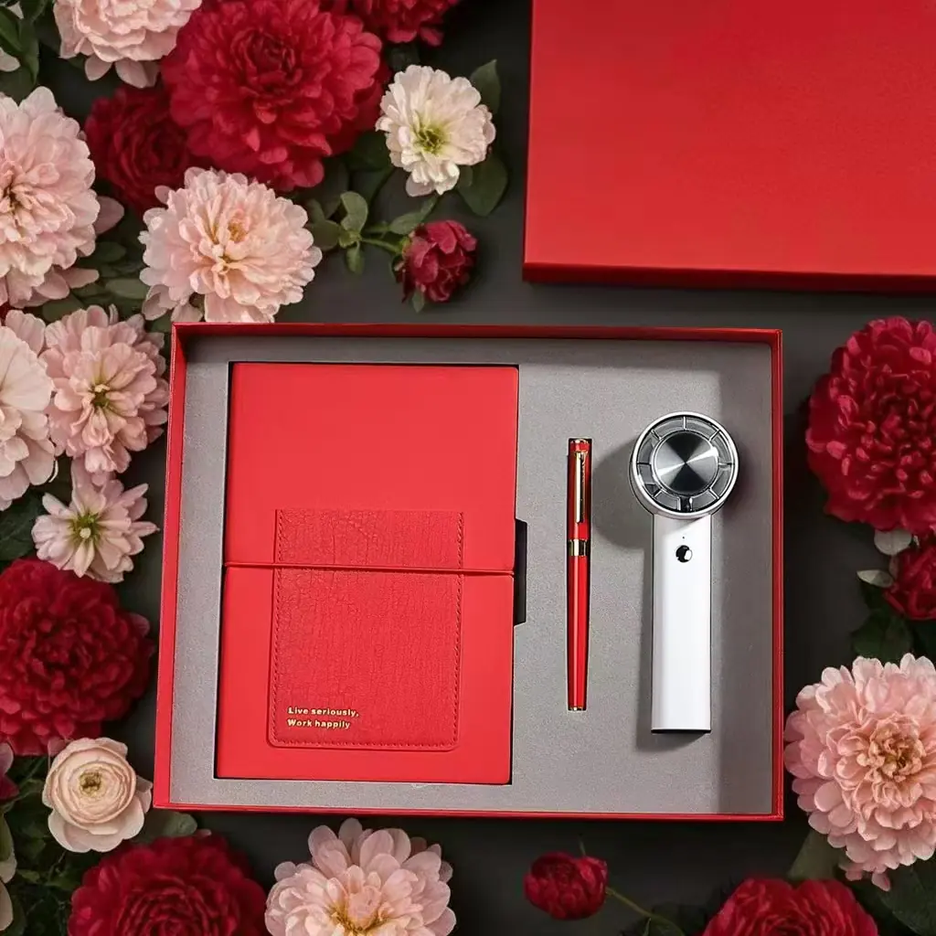 Corporate gift set with branded vacuum cup and cotton towel
