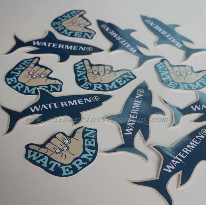 Sheet of custom logo stickers ready for cutting