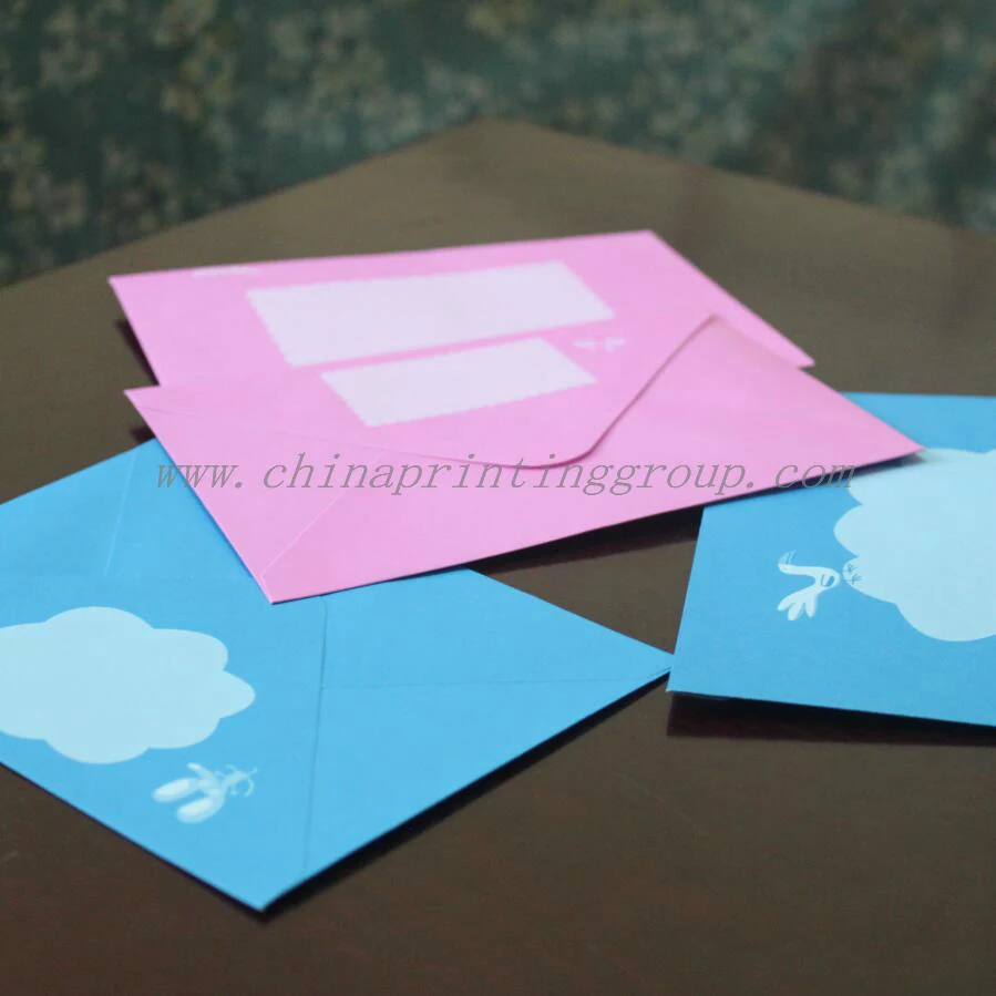 Stack of custom printed envelopes ready for despatch