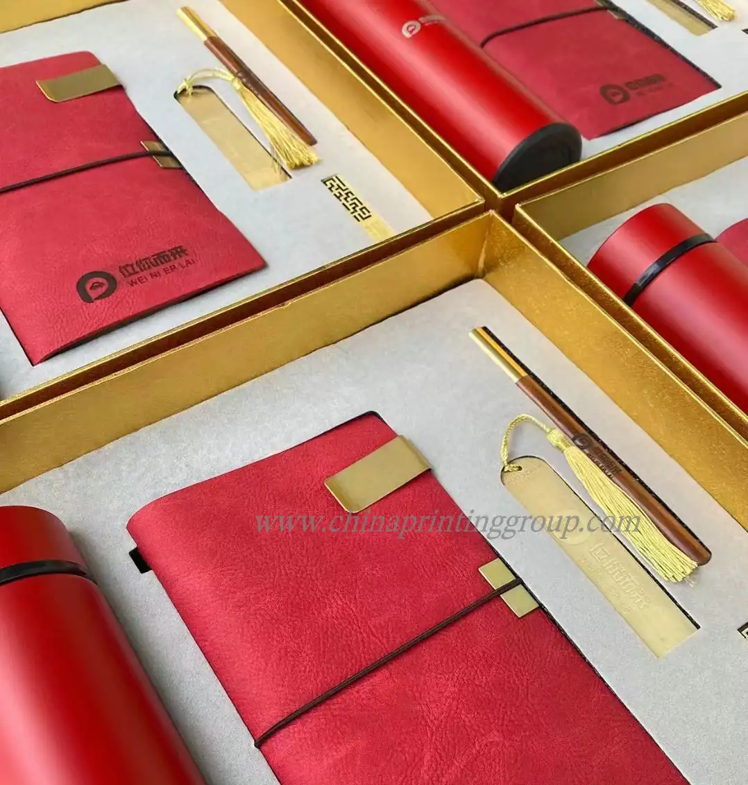 A5 PU leather notebook and pen corporate gift set with debossed logo