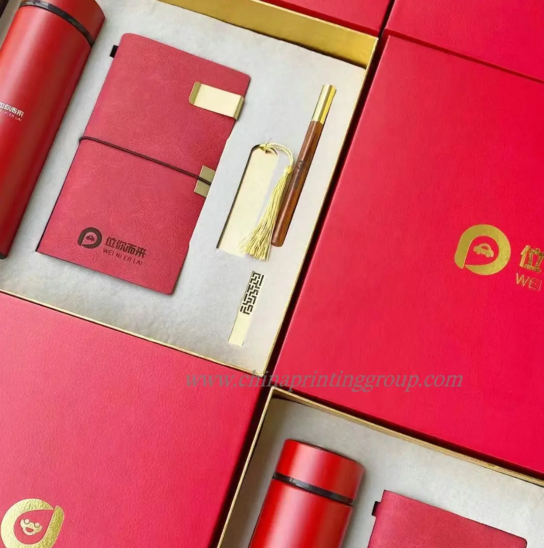 PU leather notebook cover with gold hot stamped logo