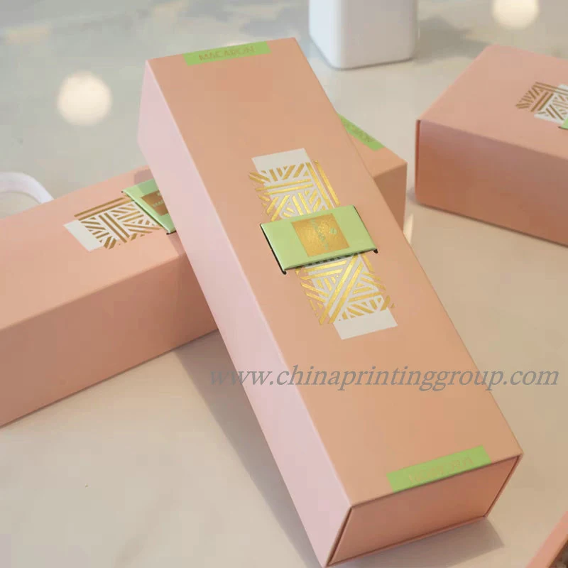 Drawer style packaging box part opened showing the inner tray
