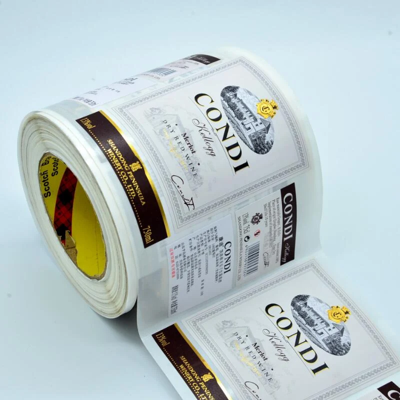 Custom paper sticker roll with a printed brand logo