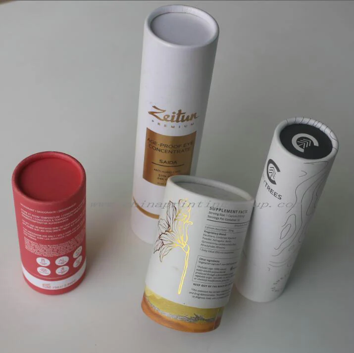 Group of cosmetic paper tubes in several diameters and heights