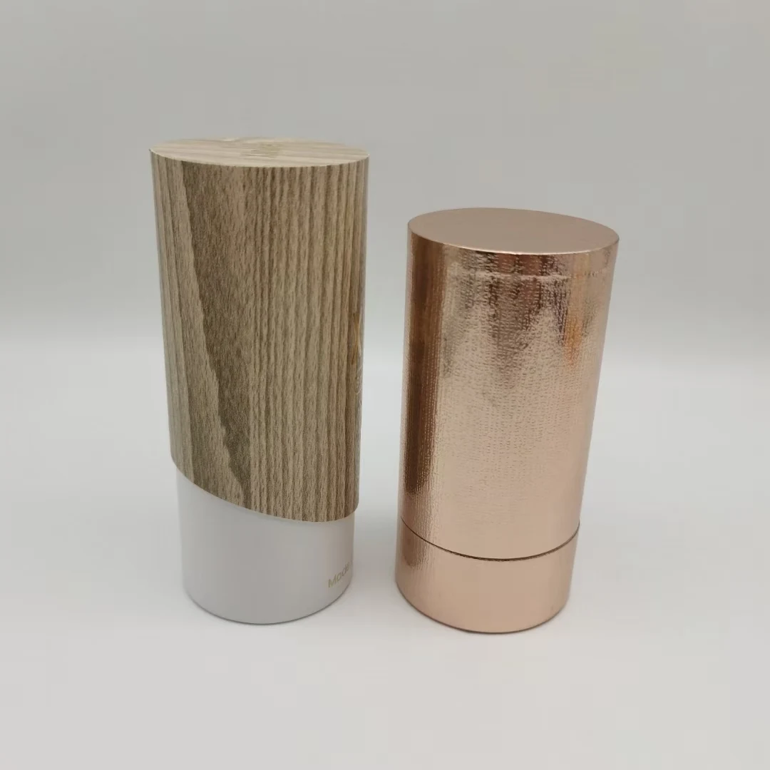 Set of printed cylinder tube boxes prepared for a cosmetics range