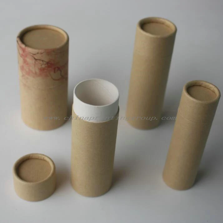 Brown kraft paper tube shown open with the cap removed