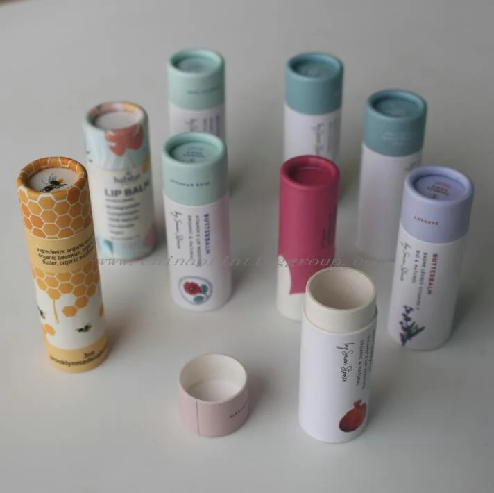 Eco friendly paperboard lip balm tubes with push up base