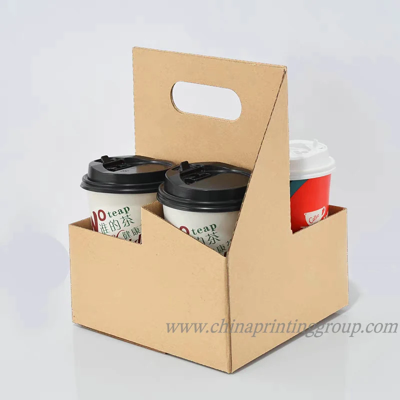 Paper cup carrier shown flat before folding