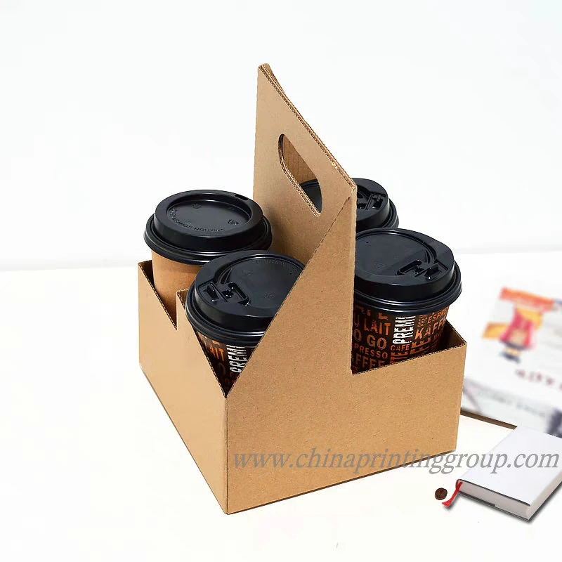 Single handed disposable paper cup holder for milk tea