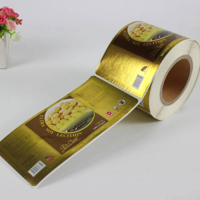Several printed sticker rolls in different sizes