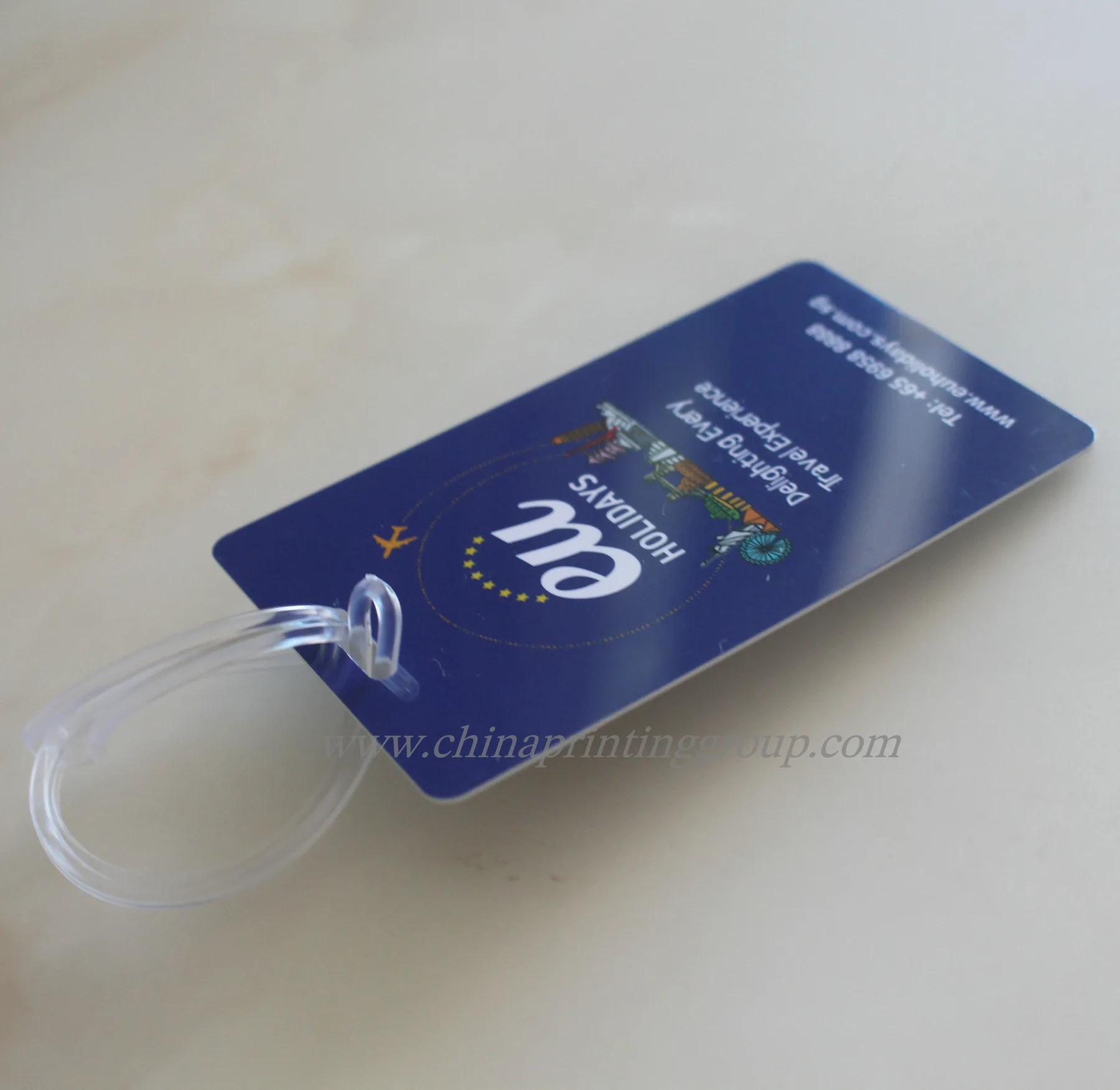 Blank plastic loop strap luggage tags ready for sublimation printing