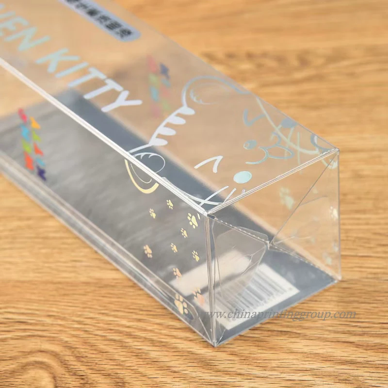 Clear PVC box holding a retail product for shelf display