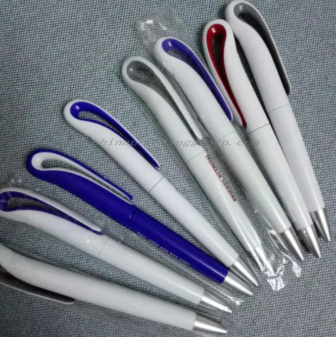 Promotional plastic pens shown in several body colours