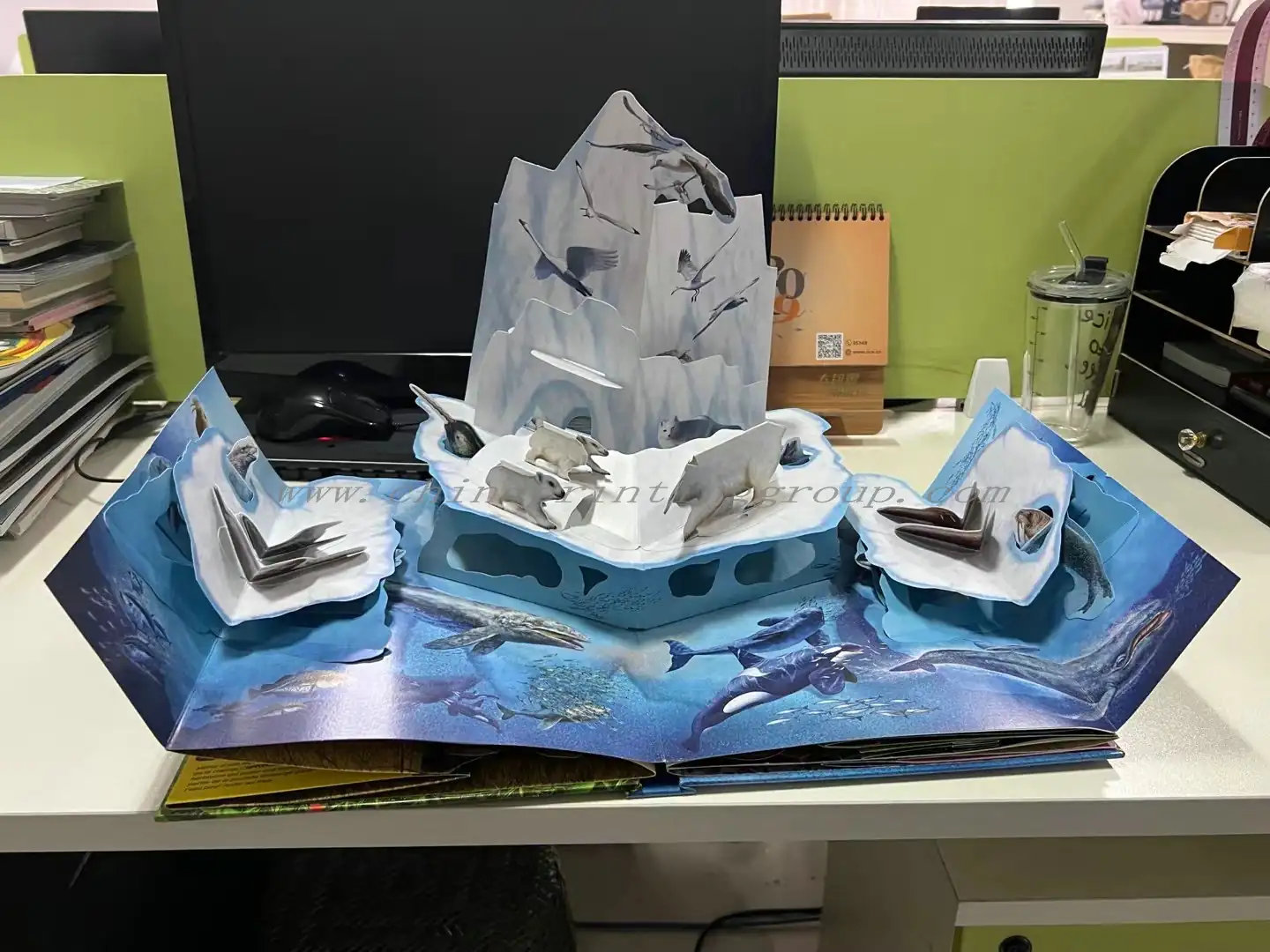 3D pop up book for kids opened to show a raised paper scene