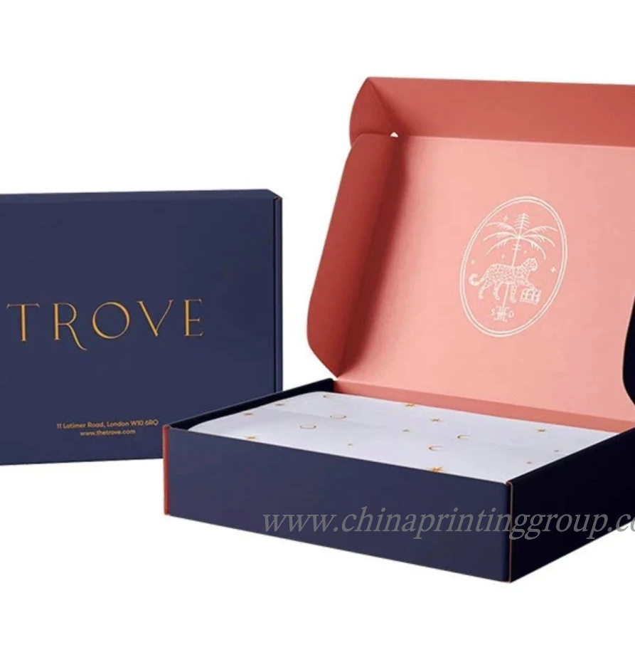 Five layer corrugated mailer box shown open