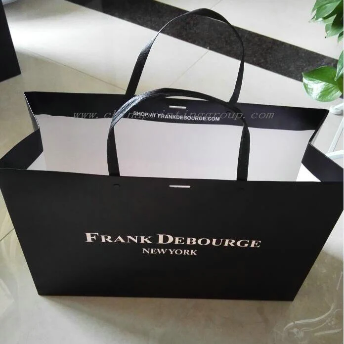 Custom boutique gift bag shown with rope handles