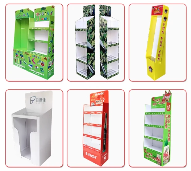 Corrugated display stand with plastic hooks for hanging packs