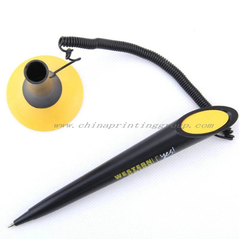 Close view of the printed logo area on a desk pen holder base