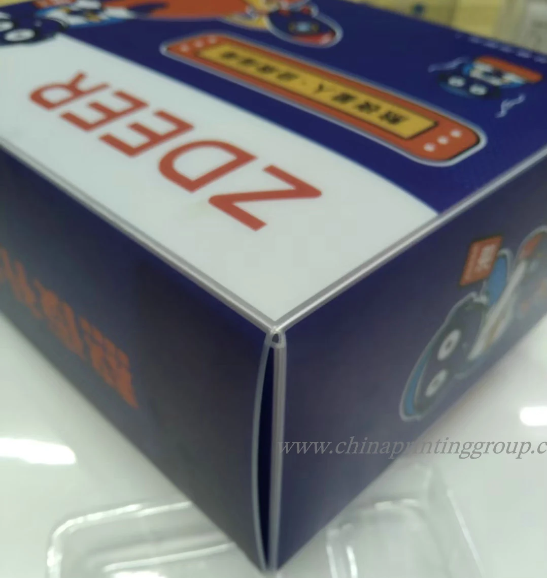 Transparent PVC folding box with printed logo on the lid