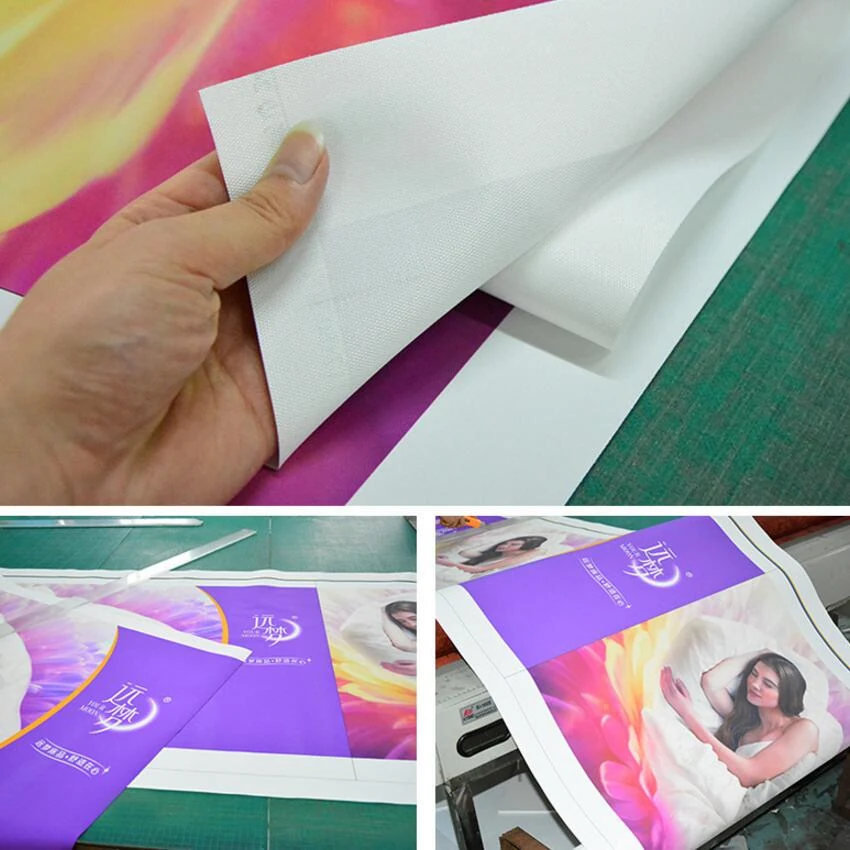 Printed polyester banner with eyelets used as a hanging display