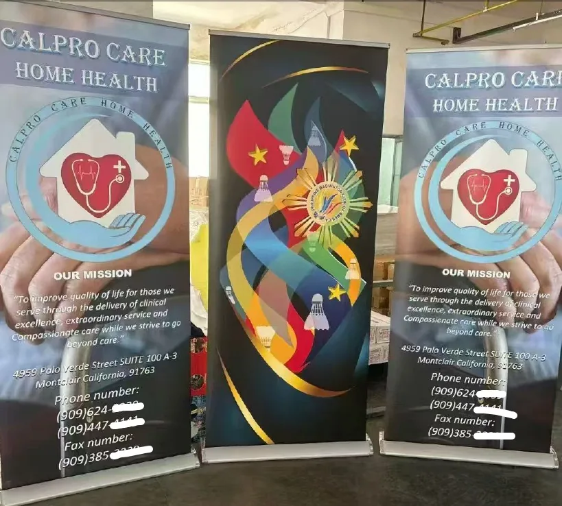 Aluminium retractable roll up banner stand with printed graphic